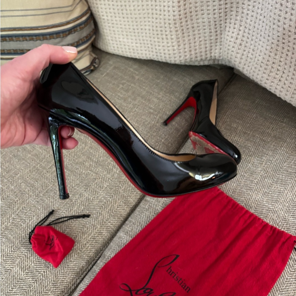 Christian Louboutin Glossy Black Heels with Red Soles